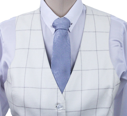 Vest Becker Brothers Ivory with Silver Windowpane