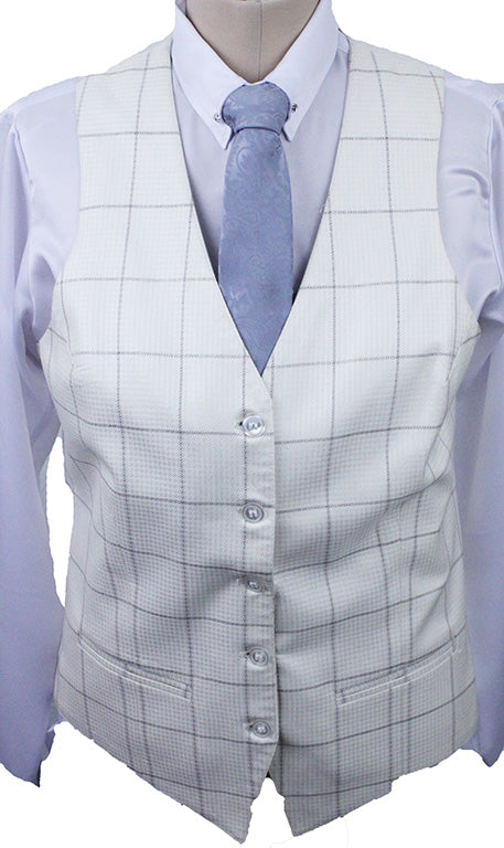 Vest Becker Brothers Ivory with Silver Windowpane