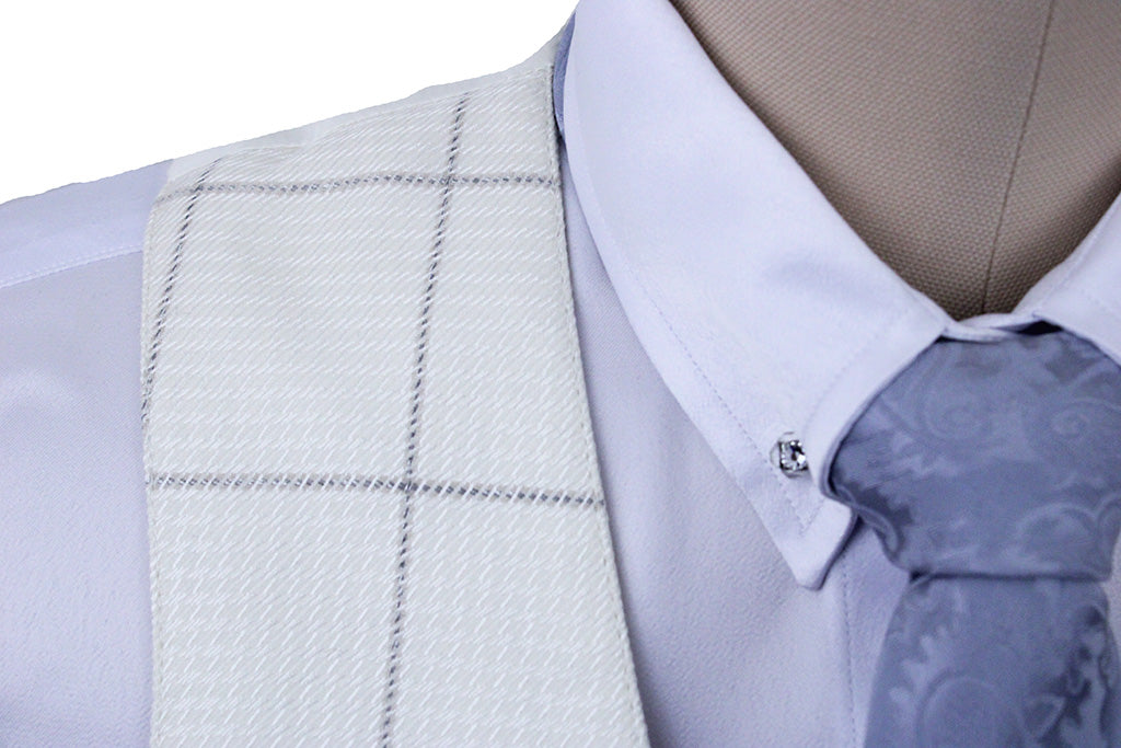 Vest Becker Brothers Ivory with Silver Windowpane