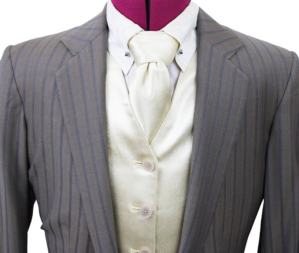 Day Suit DeRegnaucourt Taupe Thin Shadow Stripe