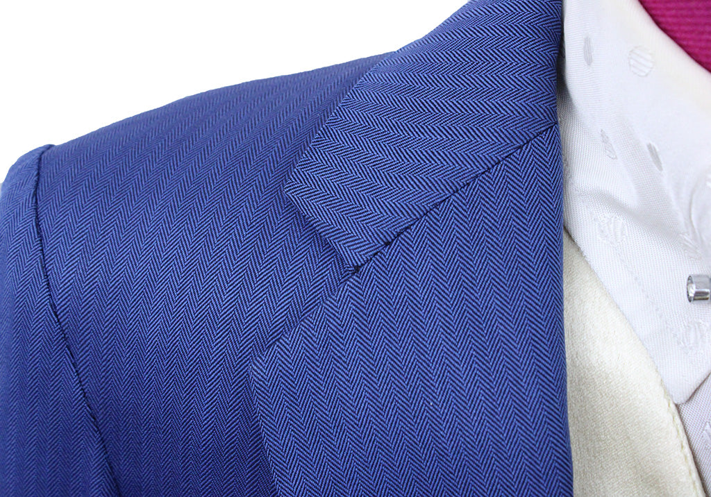 Day Suit Becker Brothers Medium Blue Herringbone Sheen