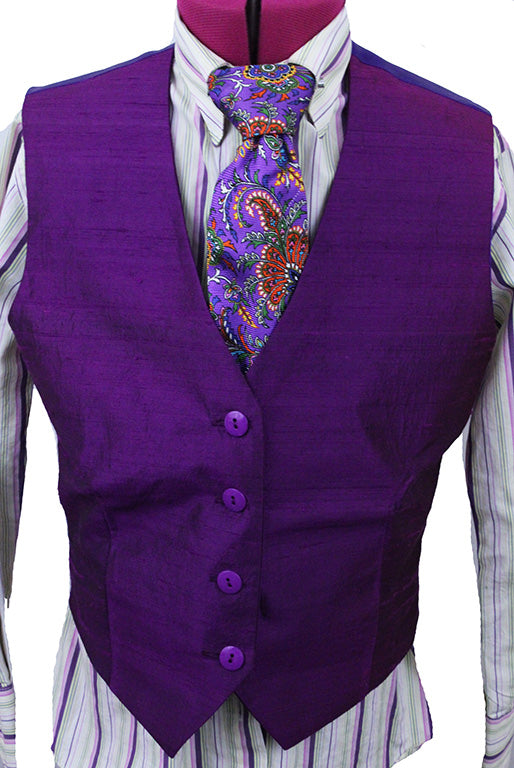 Vest Custom Purple Silk