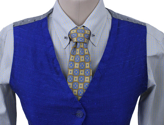 Custom Blue Silk Vest