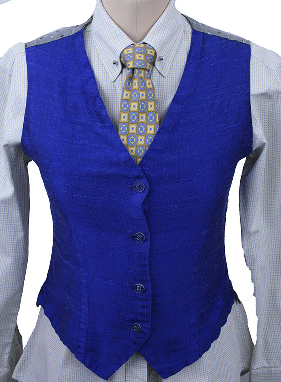 Custom Blue Silk Vest