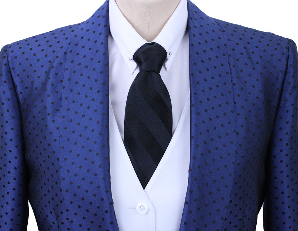 BRAND NEW! Becker Brothers Sapphire and Black Dot Sheen Day Coat