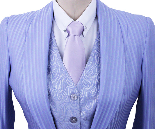 Day Coat Chavez Ice Blue and Lavender Shadow Stripe Sheen