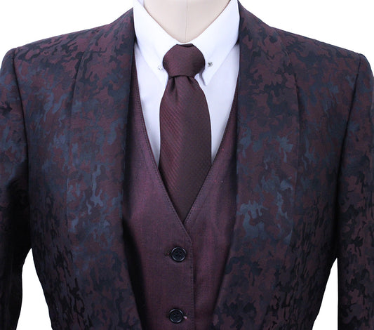 Day Coat Becker Brothers Maroon and Black Camo Sheen