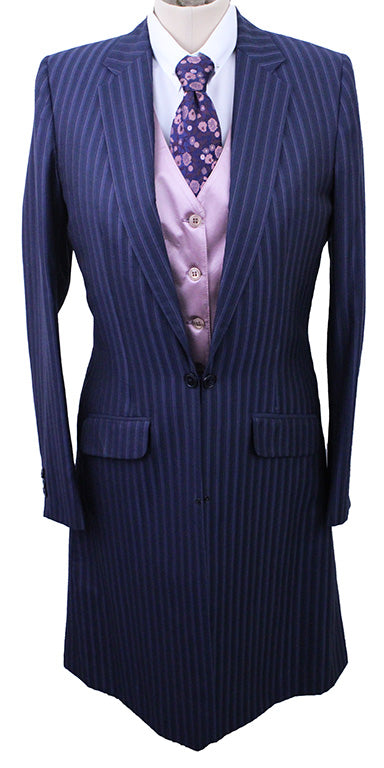 Day Suit Becker Brothers Bright Navy Shadow Stripe with Rose Pinstripe