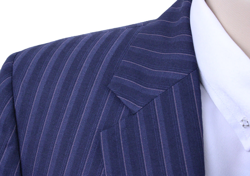 Day Suit Becker Brothers Bright Navy Shadow Stripe with Rose Pinstripe