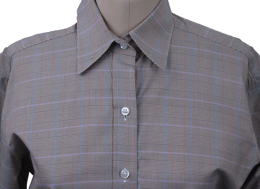 Shirt Becker Brothers Peach with Aqua and Purple Windowpane