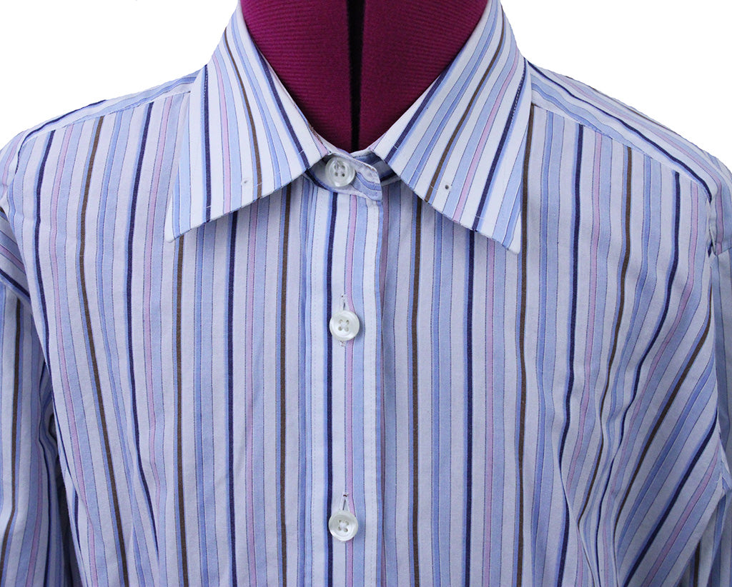 Shirt LeCheval White with Blue, Pink, and Navy Stripe