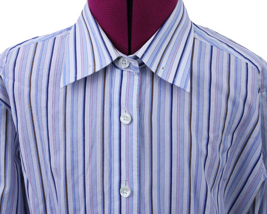 Shirt LeCheval White with Blue, Pink, and Navy Stripe