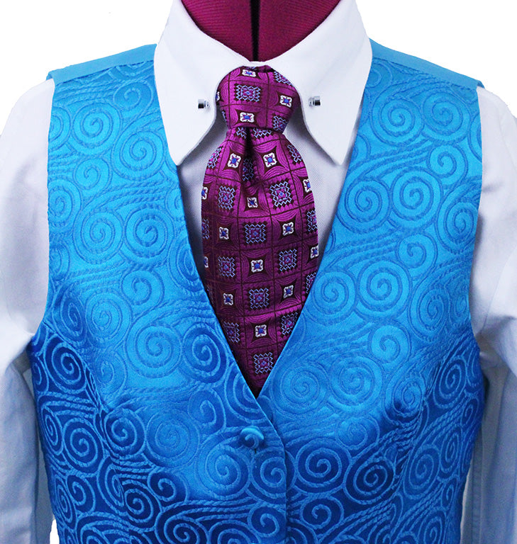 Vest Custom Teal Circle Brocade