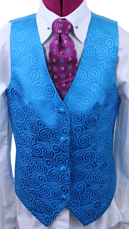 Vest Custom Teal Circle Brocade