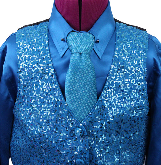 Vest and Shirt Combination Show Season Aqua Satin and Sequin