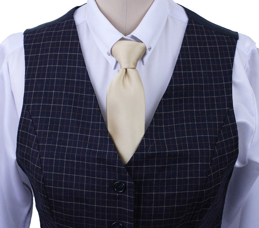 Vest Marsha DeArriaga Navy with Gold and Copper Windowpane