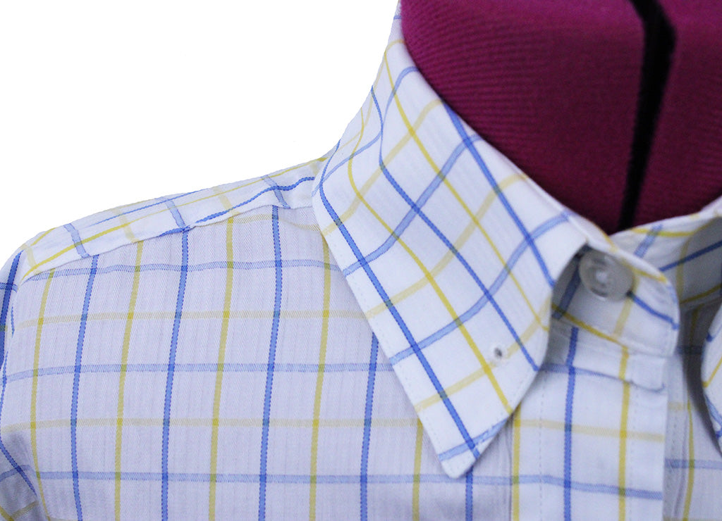 Shirt Becker Brothers White with Yellow and Blue Windowpane