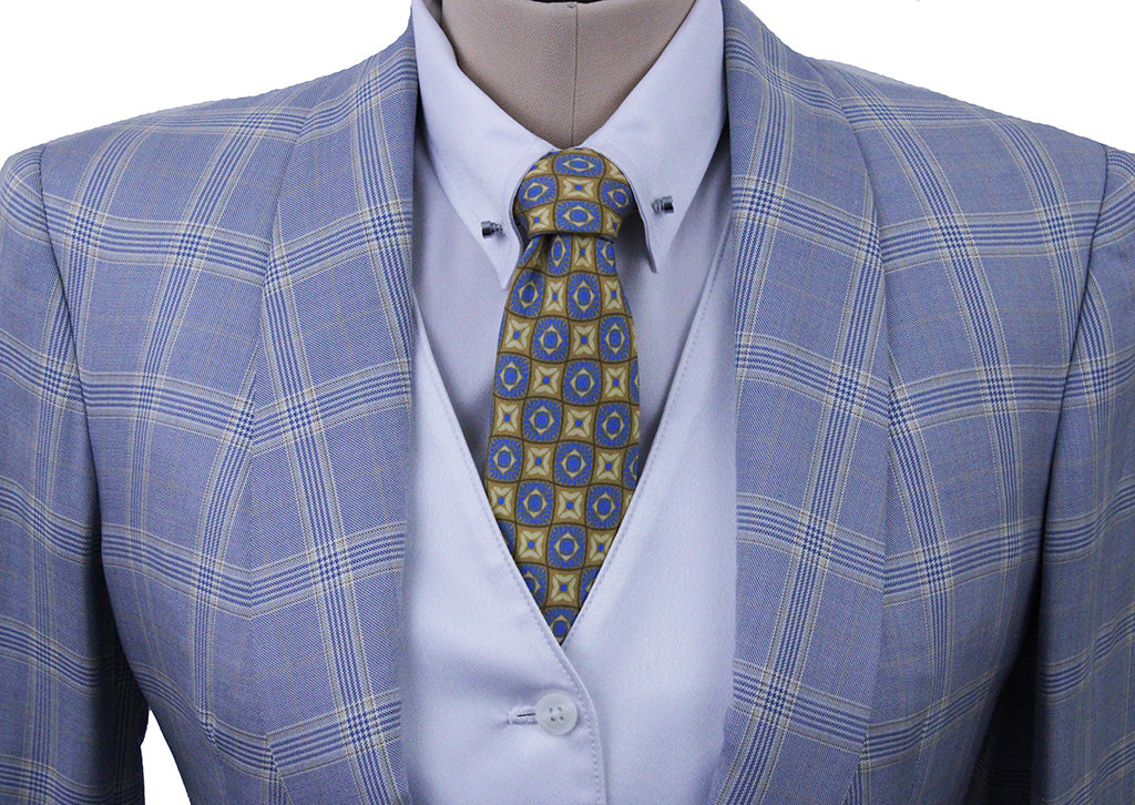 Day Coat Becker Brothers Light Blue Glenplaid wiht Yellow WIndowpane