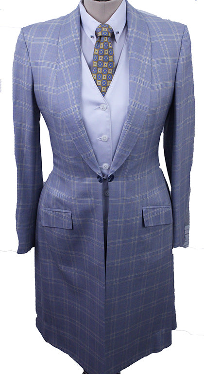 Day Coat Becker Brothers Light Blue Glenplaid with Yellow Windowpane