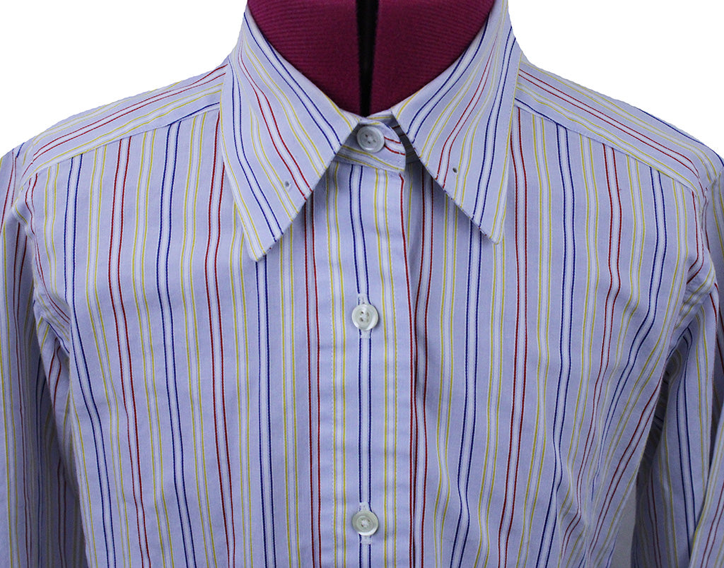 Shirt Becker Brothers Blue with Red, Yellow, and White Stripe