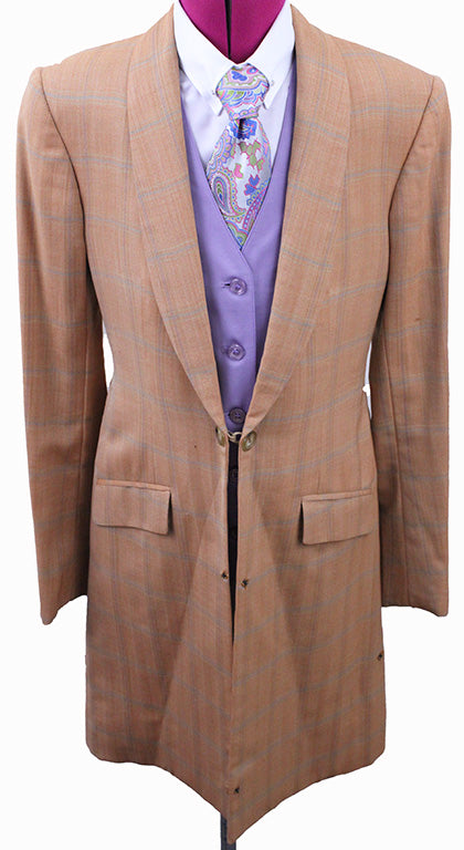 Day Coat Becker Brothers Apricot with Aqua and Purple Glenplaid