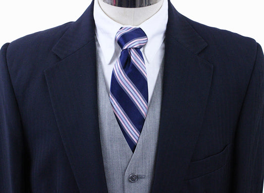 Men's Suit Chavez Navy Shadow Stripe with Extra Fabric