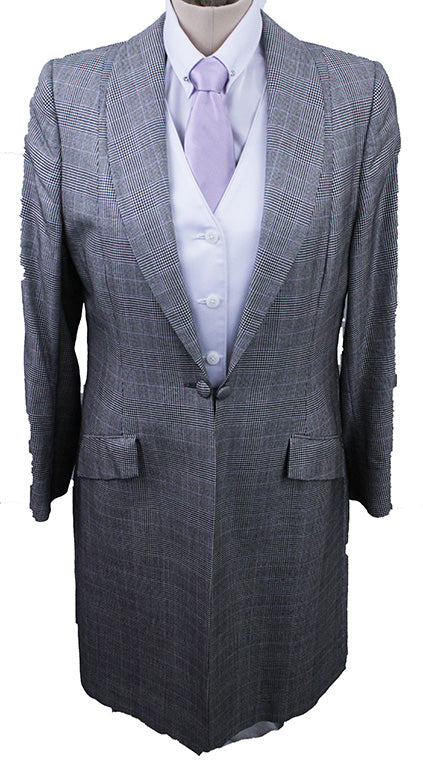 Day Coat Chavez Black and White Glenplaid with Purple Windowpane