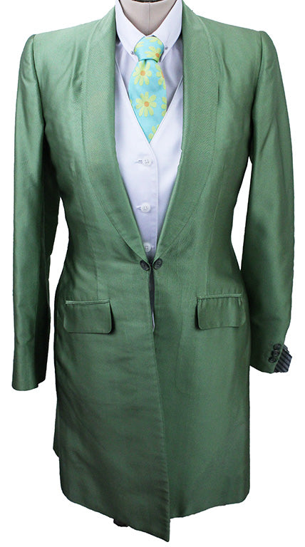 Day Coat Becker Brothers Spring Green Thin Shadow Stripe Sheen