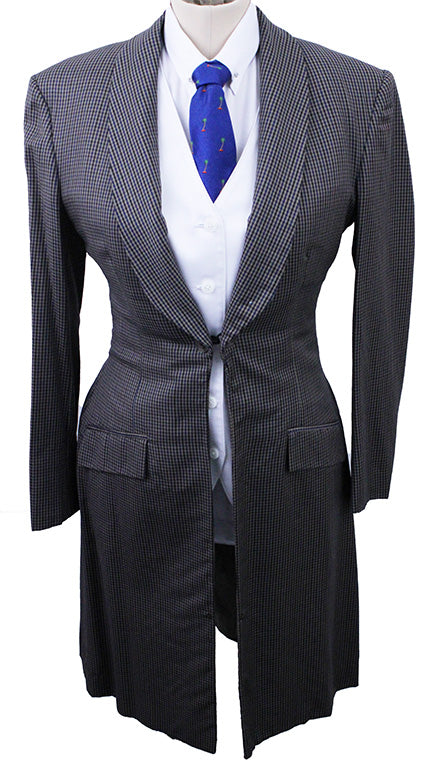 Day Coat, Meyers, Taupe with Royal Blue and Midnight Houndstooth