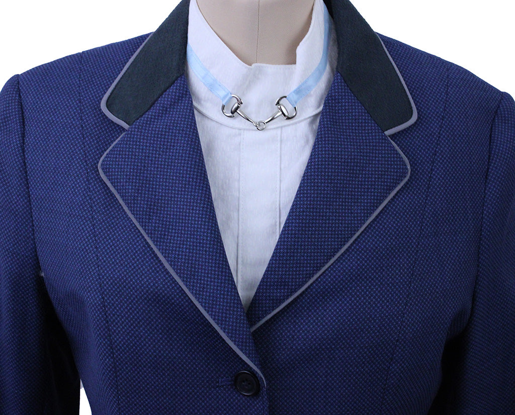 Hunt Coat Issued By Ellie May Blue Dot with Silver Piping