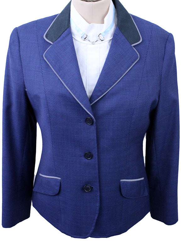 Hunt Coat Issued By Ellie May Blue Dot with Silver Piping
