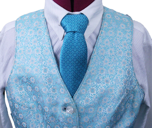 Vest Becker Brothers Aqua and Silver Floral Brocade