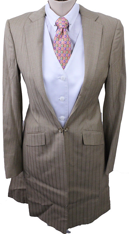 Day Suit Chavez Tan Shadow Stripe with Coral and Aqua Pinstripe
