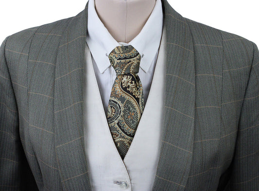 Day Coat Saddleseat Connection Sage Green with Gold and Copper Windowpane