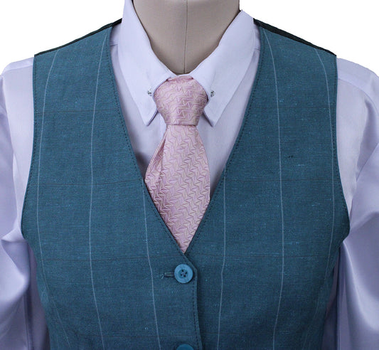Vest Issued By Ellie May Aqua with Silver and Steel Windowpane