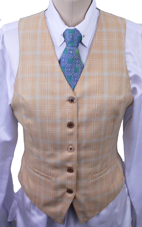 Vest Becker Brothers Tangerine with Blue Windowpane