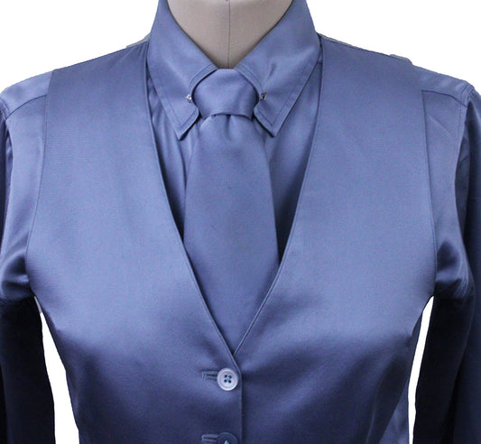 Vest/Shirt Combination DeRegnaucourt Dusty Blue Satin