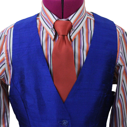 Vest Custom Royal Blue Silk