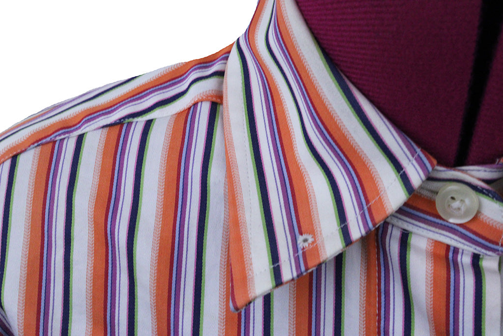 Shirt DeRegnaucourt Orange and White Berry Stripe