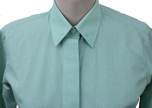 Shirt Issued By Ellie May Green Thin Pinstripe and Dot Shirt