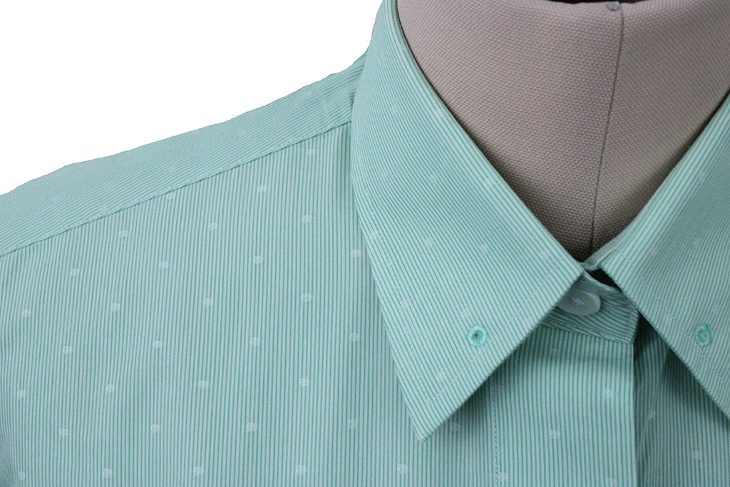 Shirt Issued By Ellie May Green Thin Pinstripe and Dot Shirt