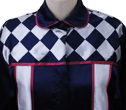 Road Silks Navy with White and Pink Diamond