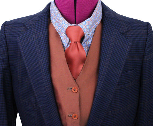 Day Suit Boys Becker Brothers Navy with Copper Windowpane