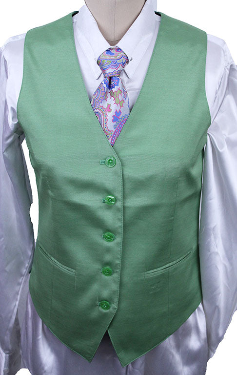 Issued By Ellie May Kelly Green Satin Vest