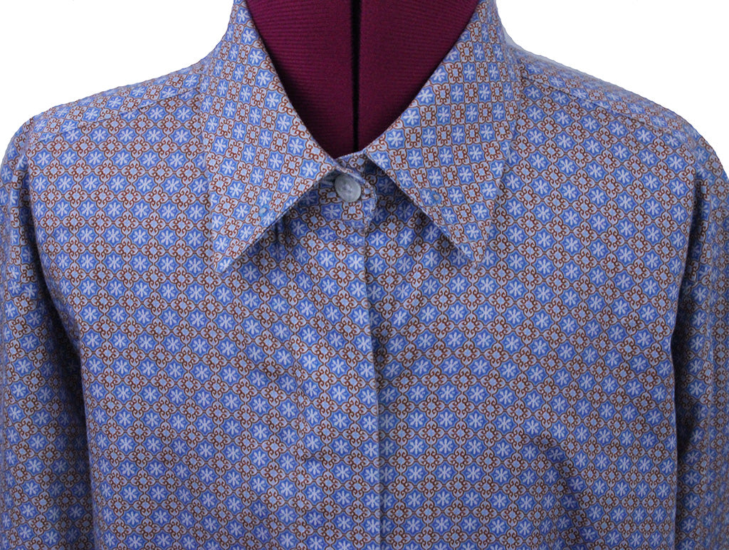 Shirt Issued By Ellie May Blue and Orange Medallion