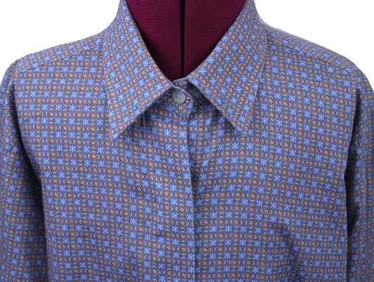 Shirt Issued By Ellie May Blue and Orange Medallion