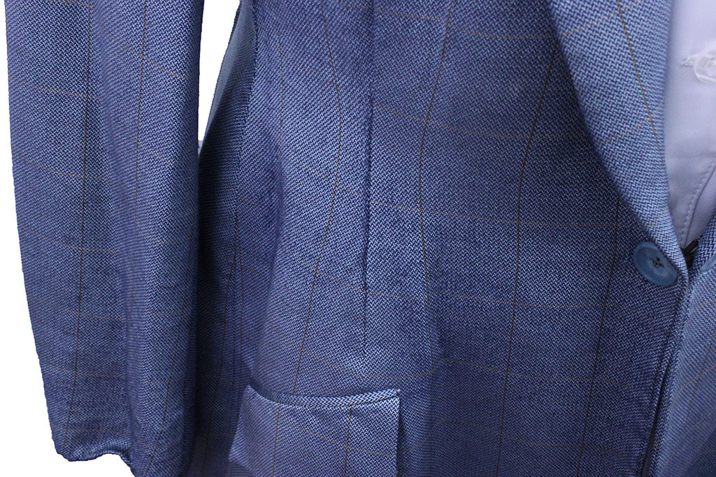 Day Coat Frierson Light Blue with Gold and Rust Windowpane