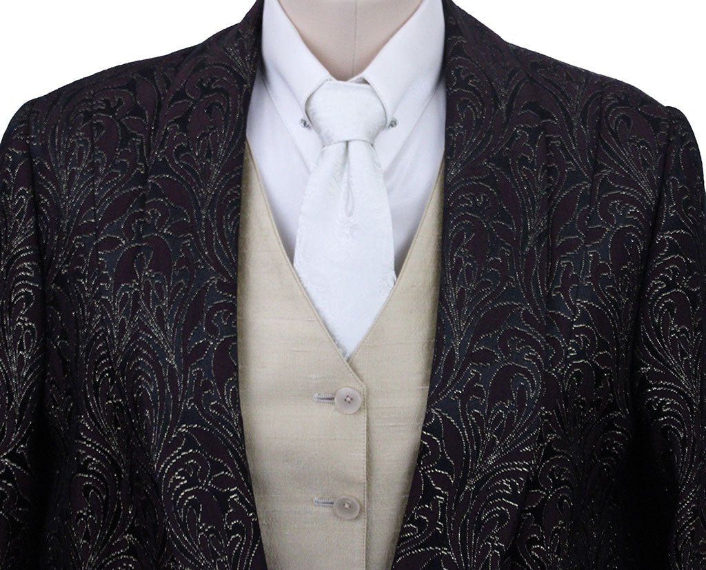 Day Coat Chavez Maroon, Black and Gold Paisley Brocade