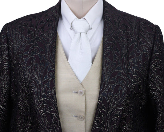 Day Coat Chavez Maroon, Black and Gold Paisley Brocade