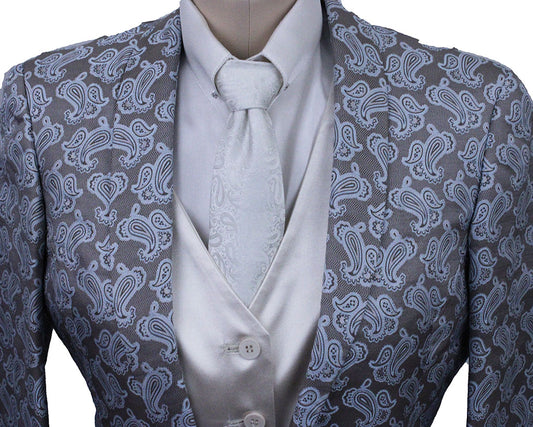 Day Coat DeRegnaucourt Tan and Blue Paisley Brocade